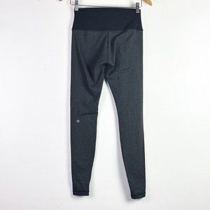 Lululemon Women's Mid Rise Black Gray Micro stripe Pants 28" Luon Leggings Sz 4